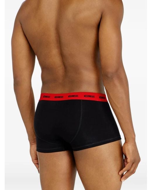 DIESEL Black Logo-Waistband Three-Pack Boxer Briefs for men