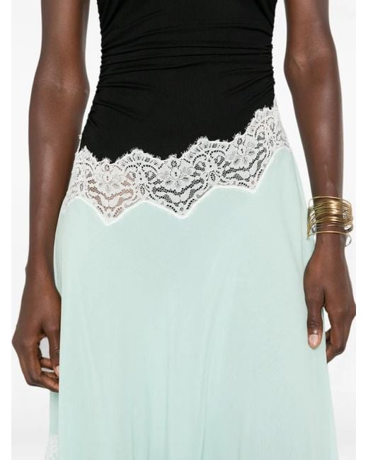 Christopher Esber Blue Lace-Trim Gathered Dress