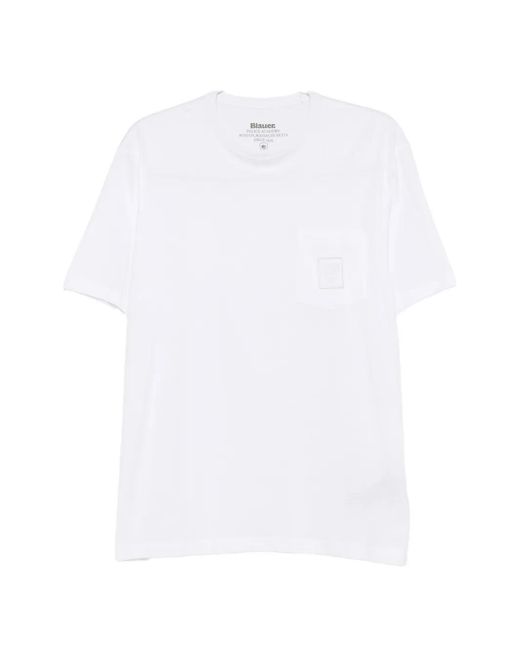 Blauer White Logo-Patch Pocket T-Shirt for men