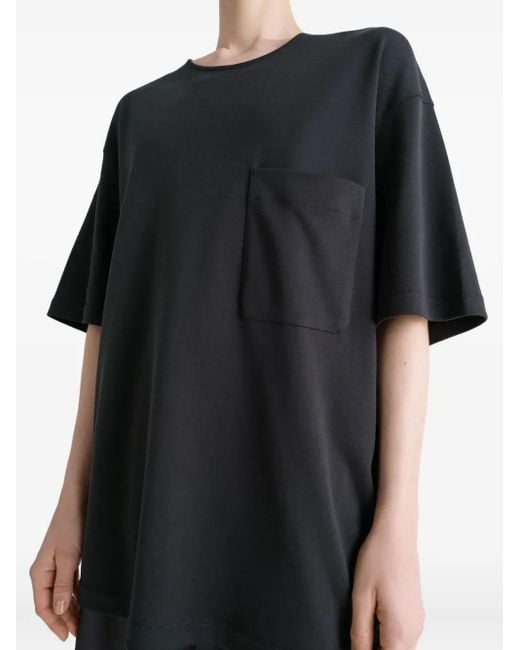 Lemaire T-Shirt Met Opgestikte Zak En Ronde Hals in het Black