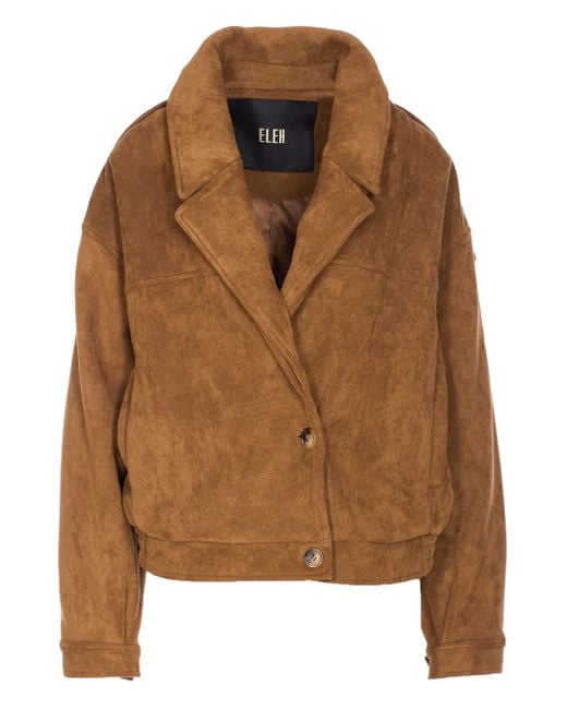 ELEH Brown Button-Fastening Suede Jacket