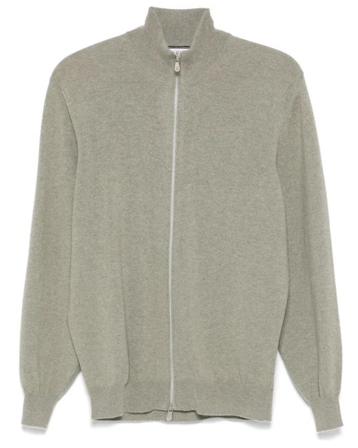 Brunello Cucinelli Gray Zip-Front Cardigan for men