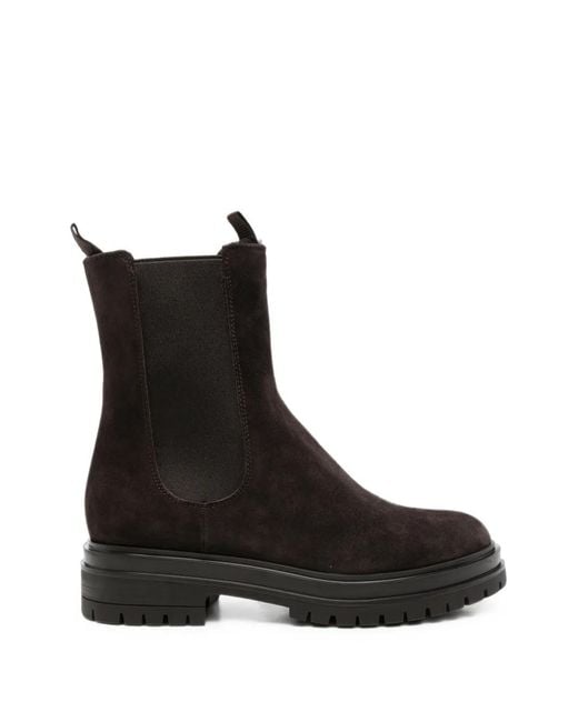 Gianvito Rossi Black Suede Lug-Sole Boots