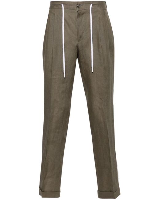Barba Napoli Gray Roma Linen Trousers for men