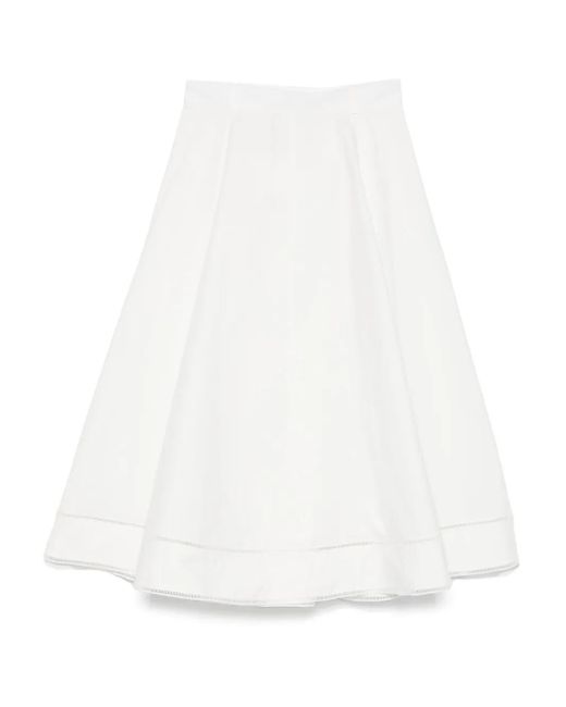 Rohe White Ladder-Embroidered Poplin Midi Skirt