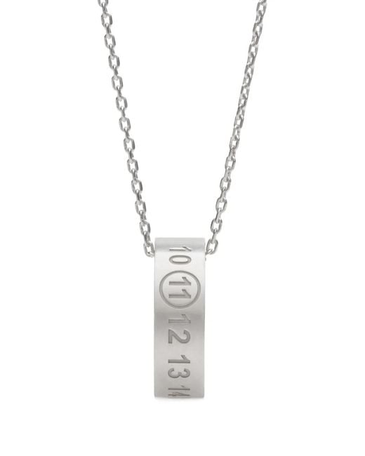 Maison Margiela White Numerical Necklace With Ring Pendant Accessories