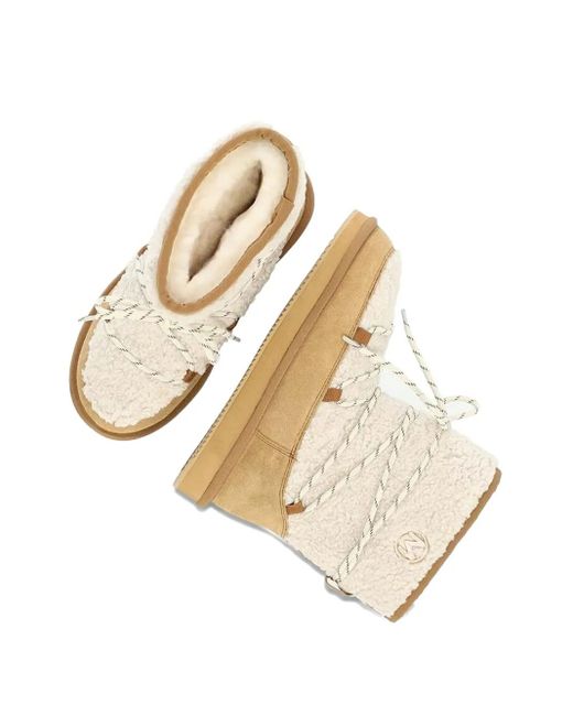 Mexx Natural Lace-Up Shearling Boots
