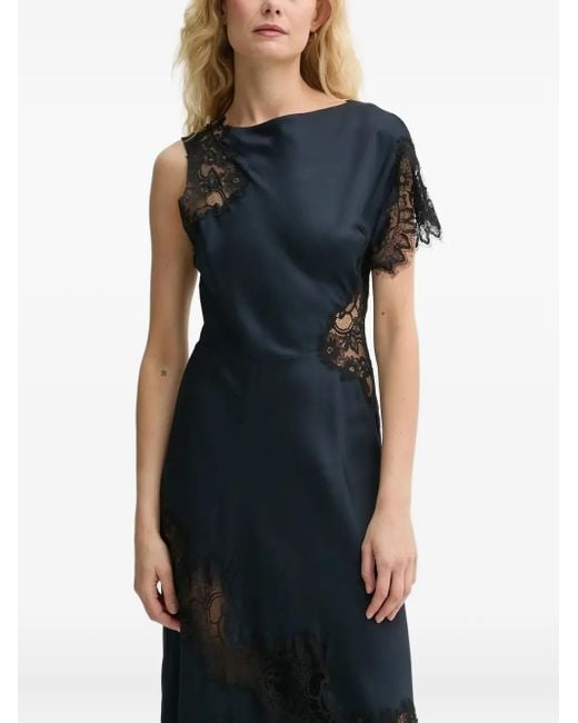 blue and black lace prom dress Illusion Long Sleeves Black Formal Dress High Slit Sexy Chiffon Long Prom Dress ARD2537 main image 0