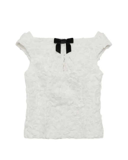 ShuShu/Tong White Textured Bow-Detail Top