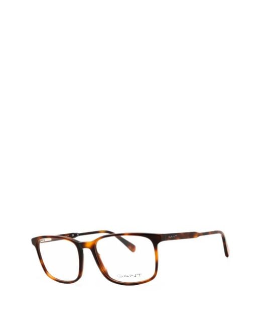 Gant Brown Tortoiseshell-Effect Rectangle-Frame Glasses for men