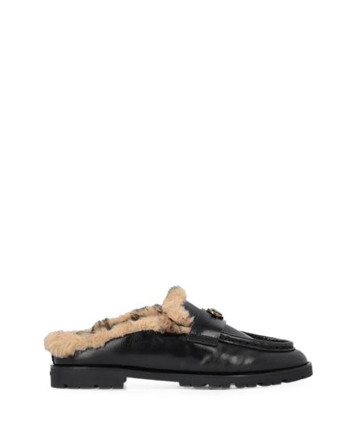 Pinko Black Mules Mit Shearling-Futter