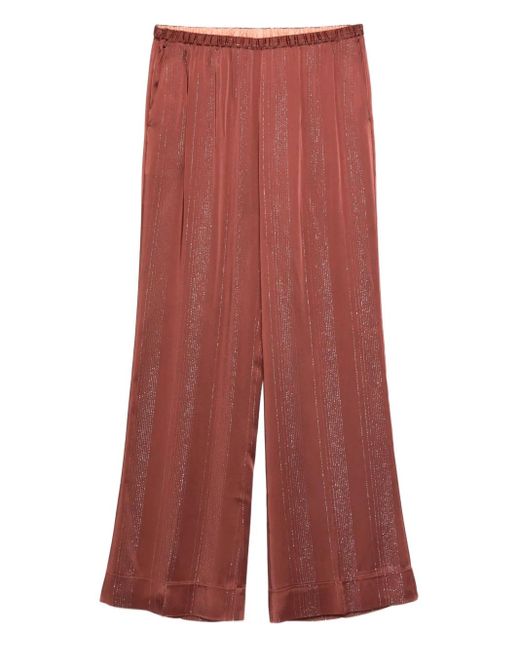 Forte_forte Red Pinstripe Satin Regular Waist Pants