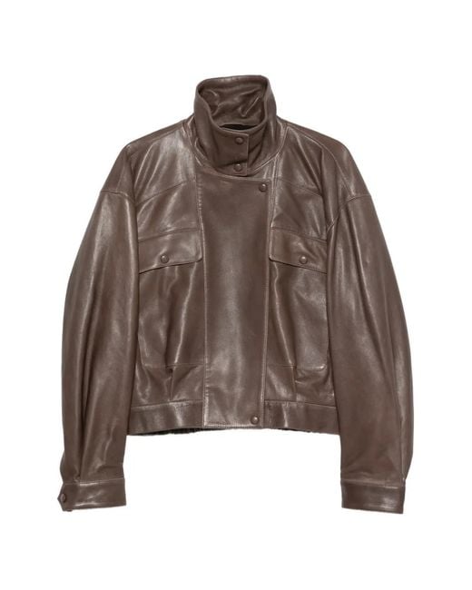 Nour Hammour Brown Veste Quincy En Cuir