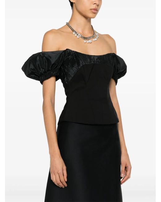 V:PM ATELIER Black Paloma Off-Shoulder Corset Top