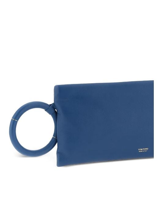 Tom Ford Blue Embossed Logo Bangle Clutch