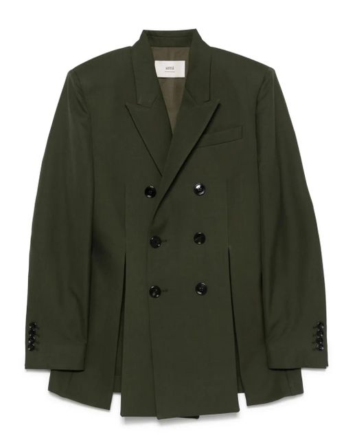 AMI Green Front-Slits Blazer