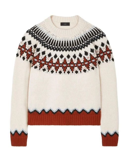 Alanui Gray Wool Crewneck Sweater With Geometric Detail