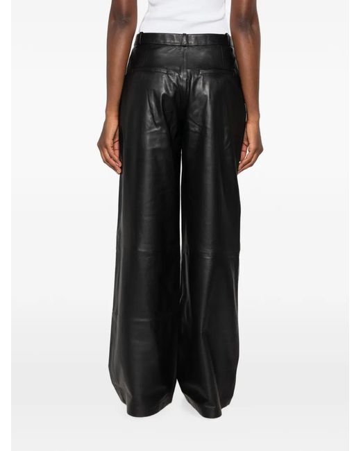 Arma Black Wide-Leg Leather Trousers