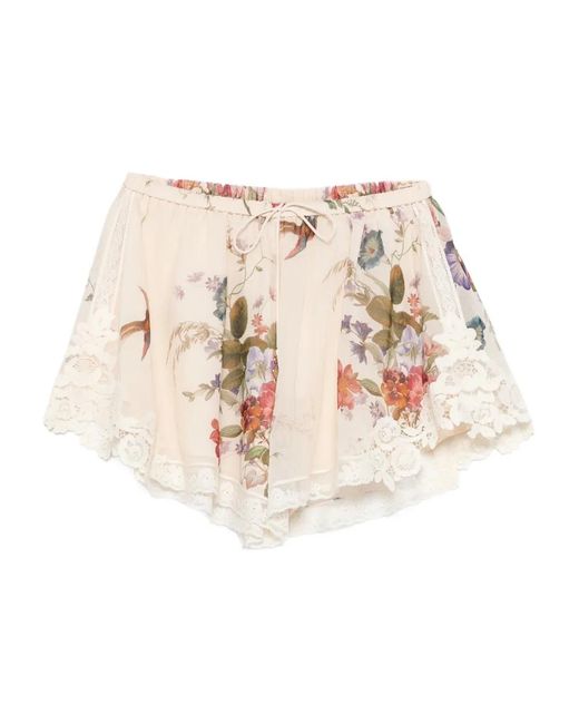 Zimmermann Natural Patience Floral Lace Shorts