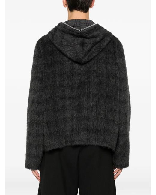 Our Legacy Black Check-Pattern Zip-Fastening Hoodie for men