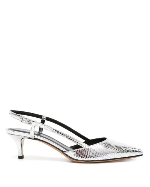 Isabel Marant Pilia 55mm Lizard-skin Leather Pumps in White