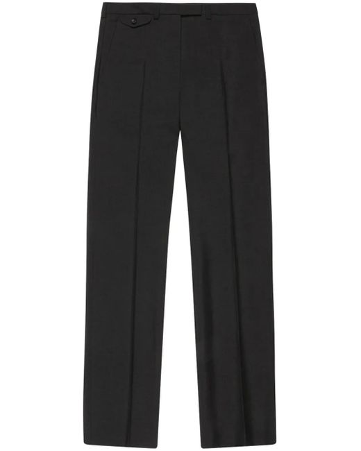 Bally Black Pressed-Crease Mohair Tailored Trousers