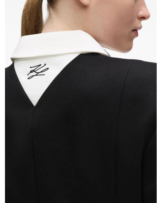 Karl Lagerfeld Black Contrast-Collar Dress