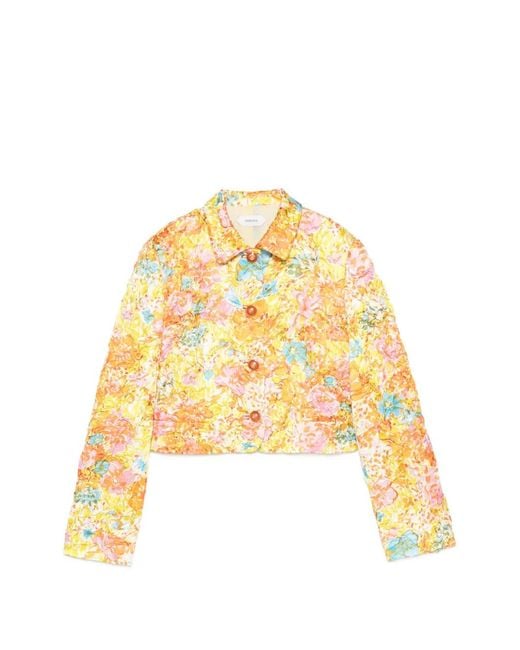Versace Metallic Floral-Print Cropped Jacket