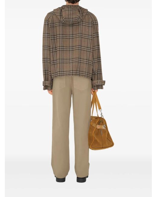 Burberry Brown Checked Hoodie for men