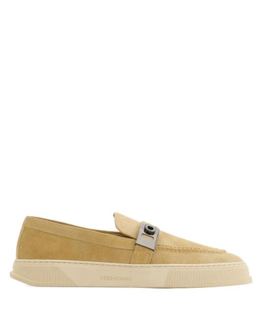 Ferragamo Natural Brad Suede Slip-On Sneakers for men