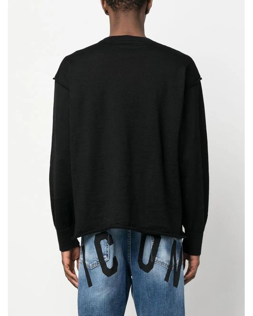 DSquared² Black Ribbed Crew Neck Jumper for men