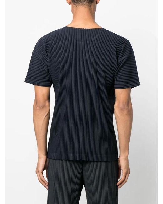 Homme Plissé Issey Miyake Black Ribbed-Effect T-Shirt for men