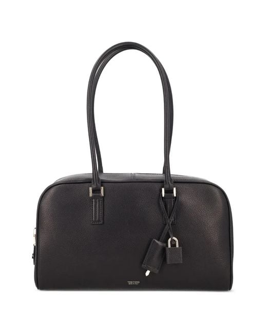 Tom Ford Black Padlock Leather Tote Bag