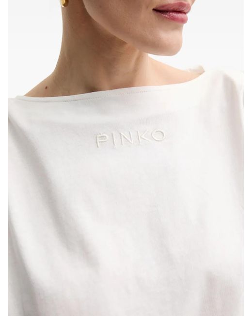 Pinko White Padded-Shoulder Dress