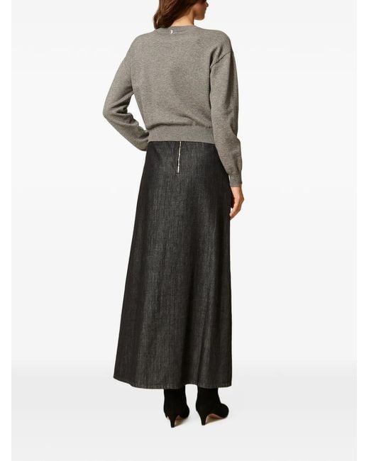 Twinset Black Long Flowing Denim Skirt