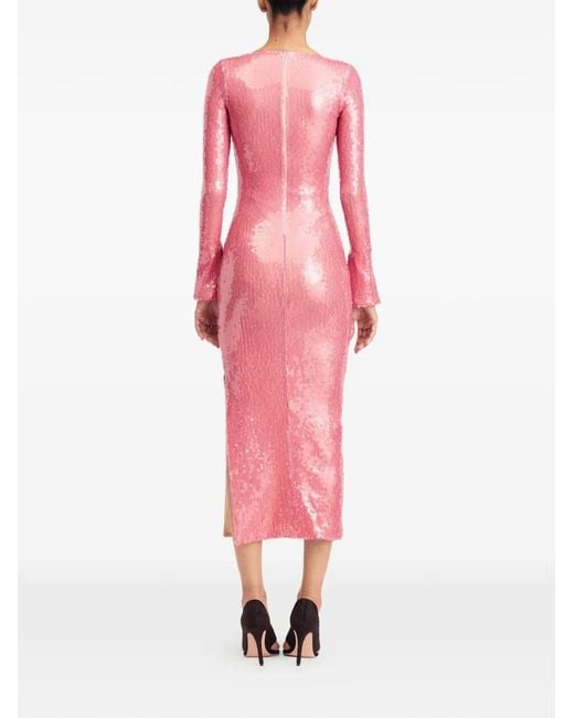 16Arlington Pink Solaria Sequin Lace-Up Midi Dress