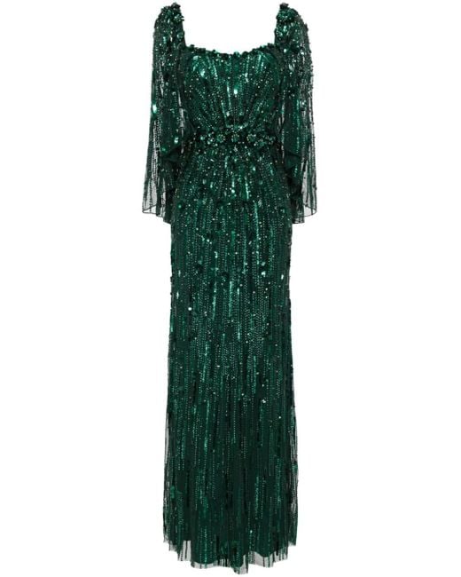 Jenny Packham Brightstar スパンコール イブニングドレス Green