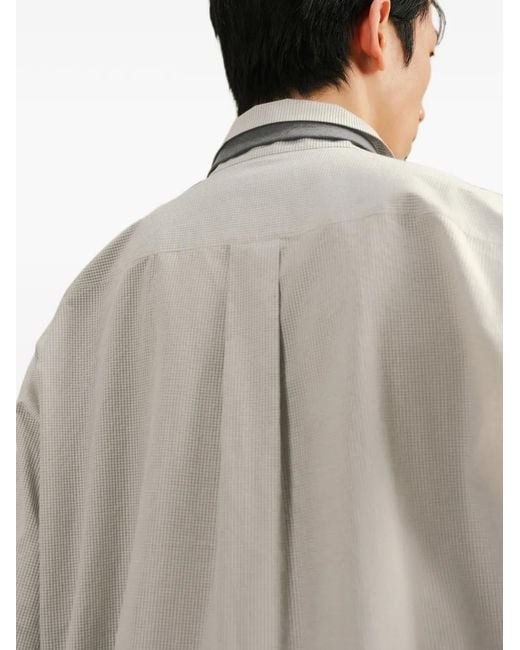 CROQUIS Gray Gingham-Pattern Contrast-Pocket Shirt for men