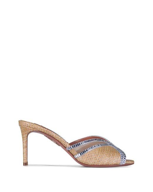 Aquazzura Natural Raffia Embellishment Sandals
