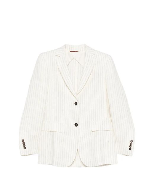 Max Mara White Linen Single-Breasted Jacket