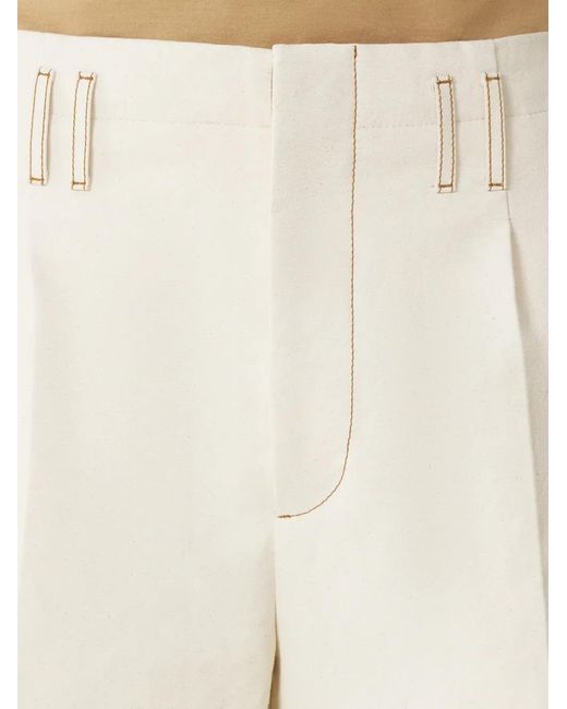 Lanvin White Topstitch Cotton Shorts for men