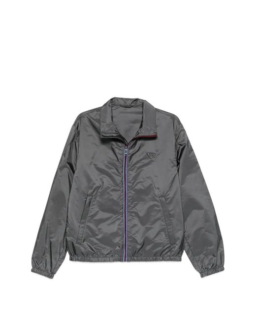 Prada Gray Zip-up Logo Jacket for men