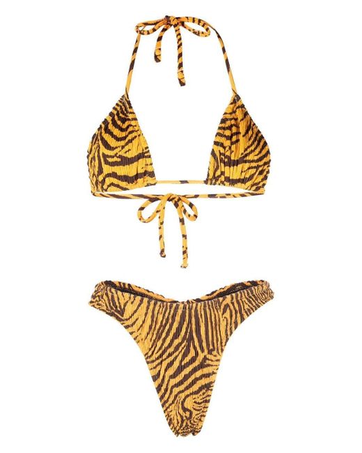 Reina Olga Guia Tiger-print Bikini in Metallic | Lyst