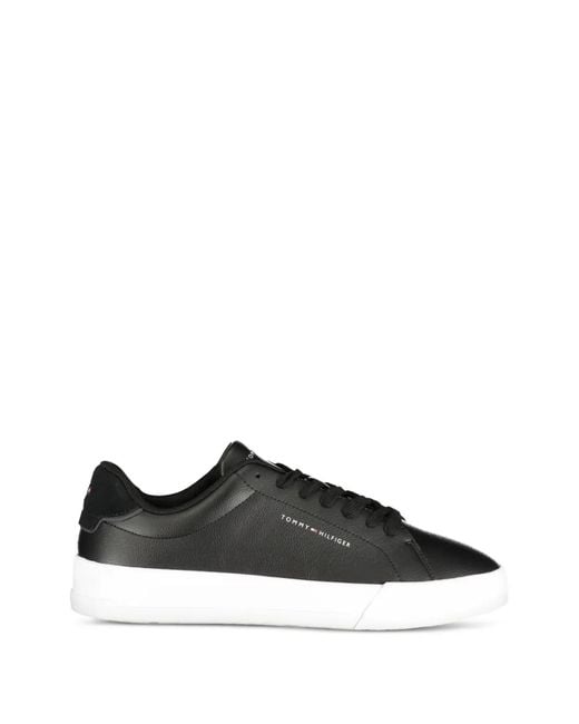 Tommy Hilfiger Men's Black Leather Sneakers
