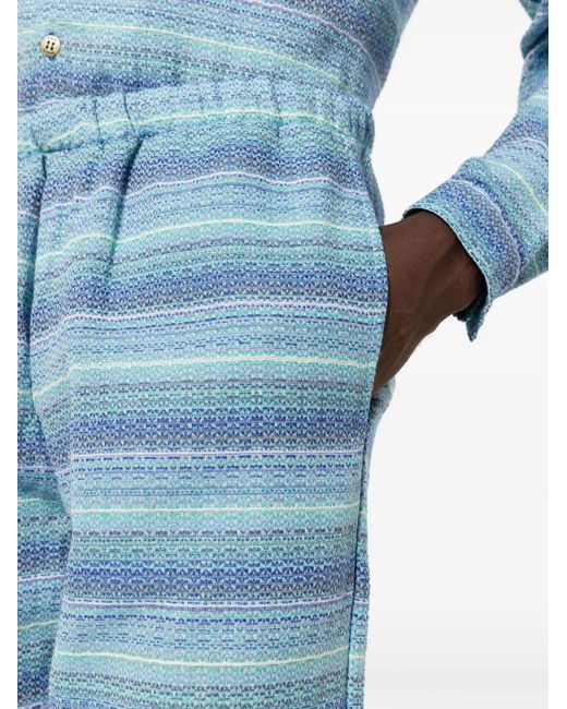 Amir Slama Blue Striped Jacquard Trousers for men