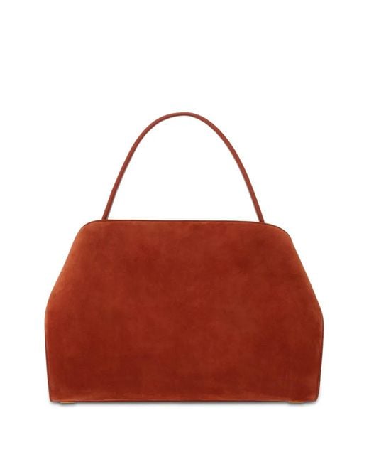 Ferragamo Red Large Hug Gancini-Plaque Suede Shoulder Bag