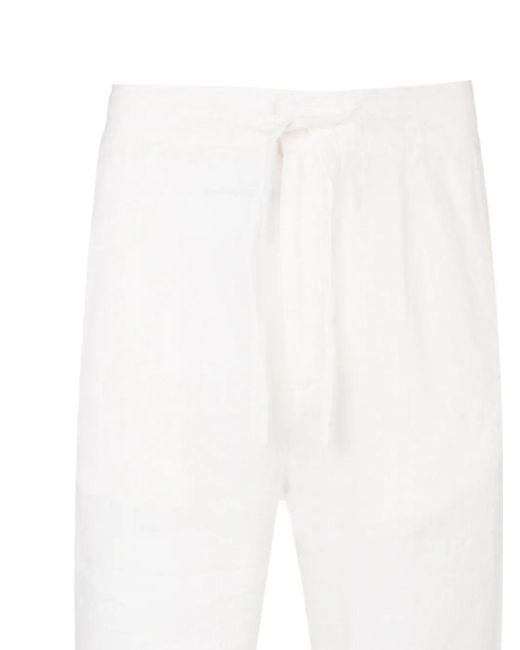 Exit Society White Linen Drawstring Trousers for men