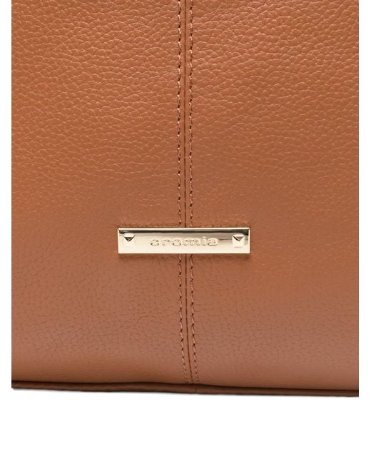 Cromia Brown Serena Grained Leather Shoulder Bag
