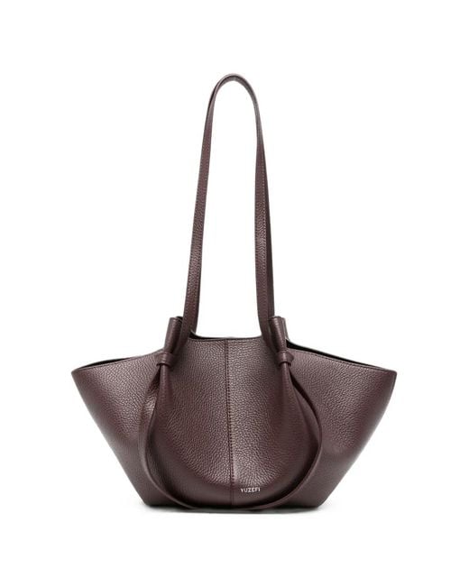 Yuzefi Brown Mochi Grained Leather Tote Bag