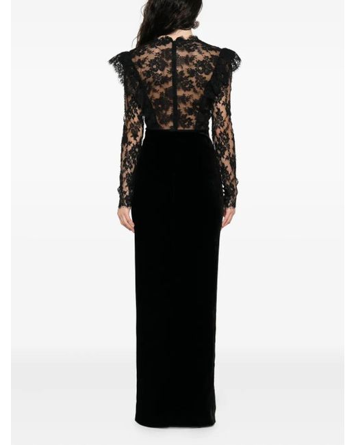 Alessandra Rich レーストリム ドレス Black